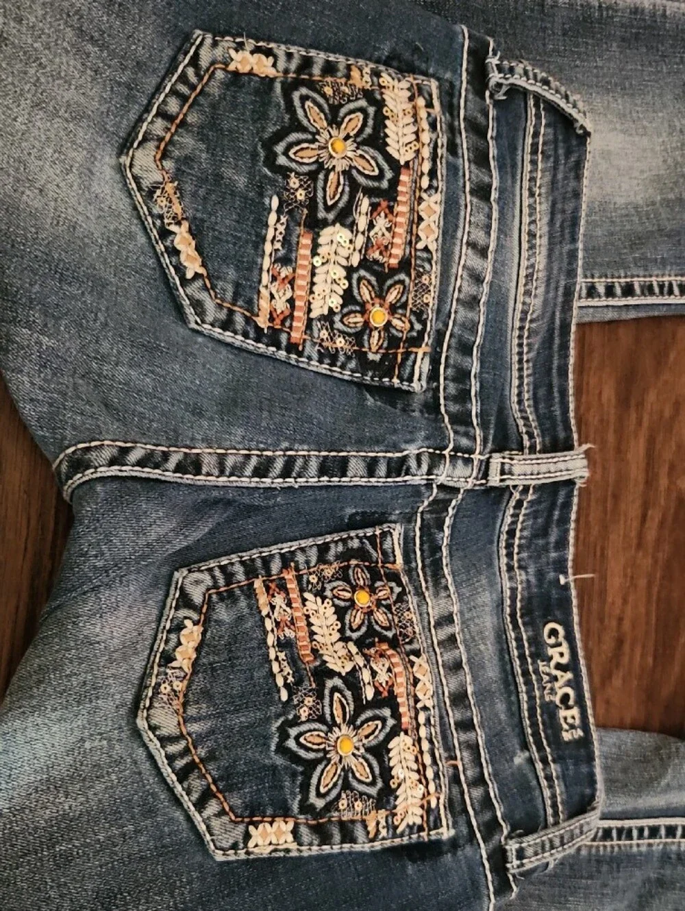 Grace in LA Blue Washed Flare Jeans
